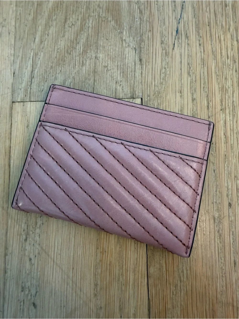 Tory Burch Rose Quilted Card Holder with Gold Logo